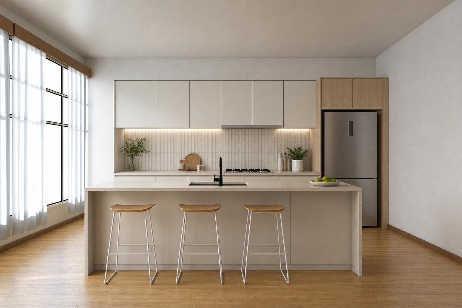Virtually staged kitchen and dining space after ListingSight