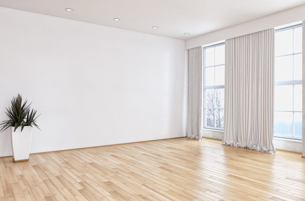 Empty living area before virtual staging